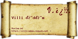 Villi Ádám névjegykártya