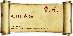 Villi Ádám névjegykártya